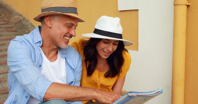 Happy Middle-aged Couple Exploring City with Map - Download Free Stock Images Pikwizard.com