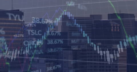 Dynamic Stock Market Graphs Over Modern Cityscape