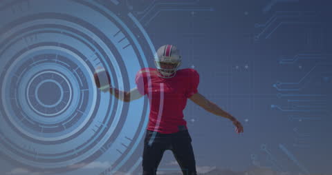 Futuristic Technology Interface with Football Player