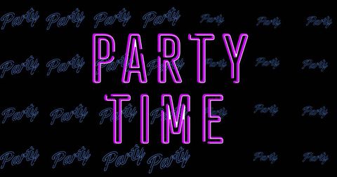 Neon Party Time Text on Black Background - Download Free Stock Images Pikwizard.com