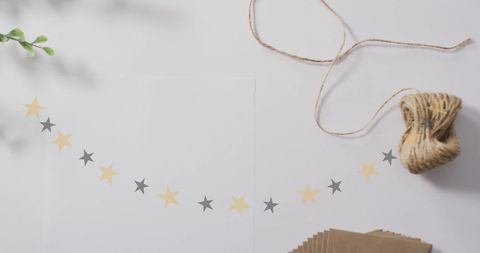 handcrafted items and stars over minimalist crafting desk - Download Free Stock Images Pikwizard.com