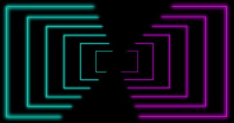 Abstract Neon Lines Tunnel on Dynamic Black Background