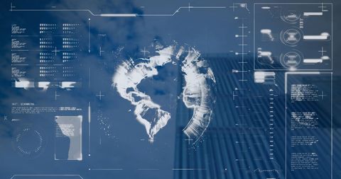 Futuristic Data Interface with Digital World Display - Download Free Stock Images Pikwizard.com