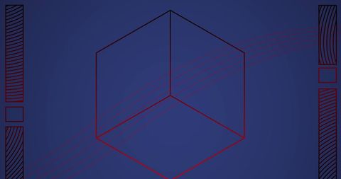 abstract cube with red lines on blue background - Download Free Stock Images Pikwizard.com