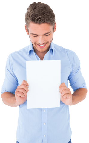 smiling young man holding blank page transparent background - Download Free Stock Videos Pikwizard.com