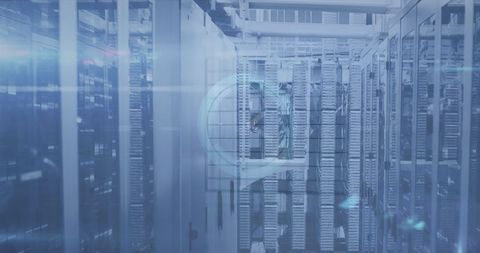 Futuristic network connections technology in server room