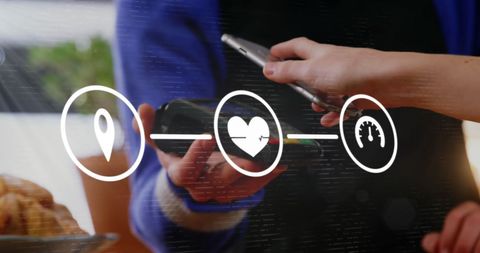 Digital Payment Concept with Smartphone and Tech Icons Overlay - Download Free Stock Images Pikwizard.com