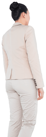 Transparent Back View of Asian Businesswoman in Professional Attire