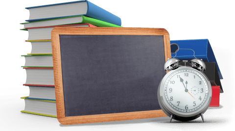 stacked schoolbooks with chalkboard and alarm clock transparent educational concept - Download Free Stock Videos Pikwizard.com