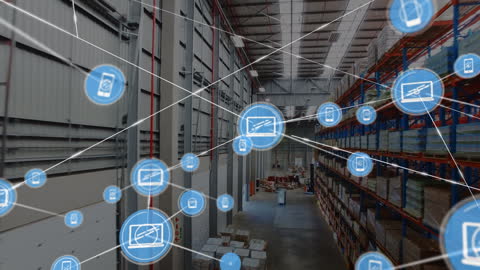 Smart Warehouse Digital Network IoT Automation Concept