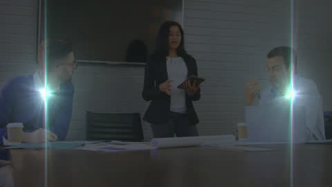 Dynamic Business Meeting Enhanced with Light Effects