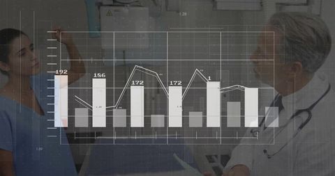 Healthcare Professionals with X-ray and Digital Data in Radiology Room