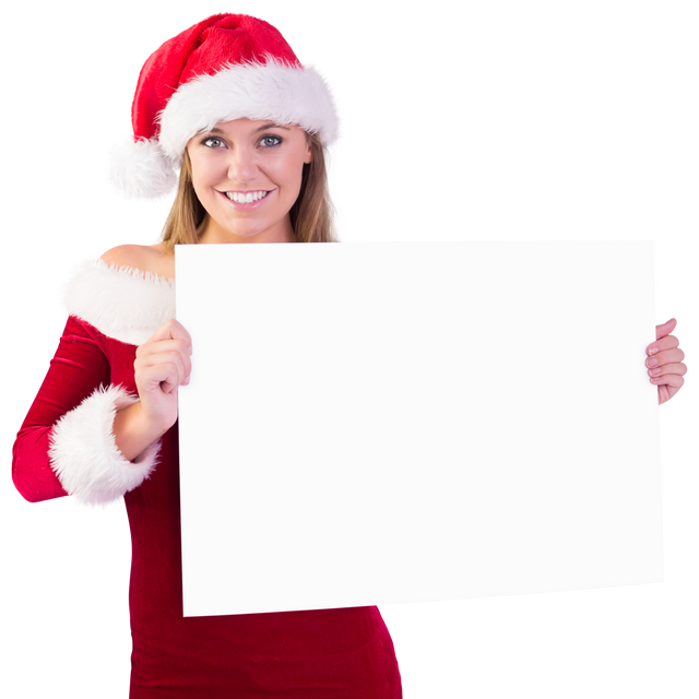 Transparent Christmas-themed Woman Holding Poster - Download Free Stock Videos Pikwizard.com