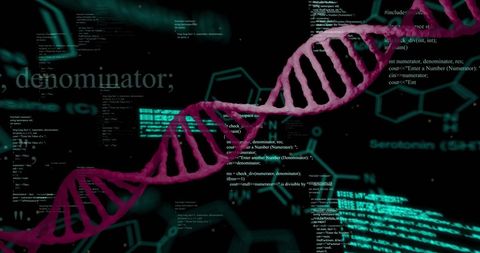 DNA Strand Amidst Digital Data and Coding Elements - Download Free Stock Images Pikwizard.com