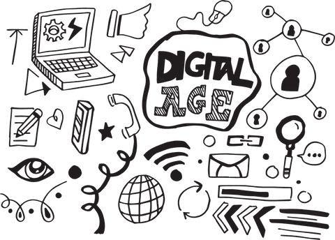 doodle art of digital age collector's symbols transparent background - Download Free Stock Videos Pikwizard.com