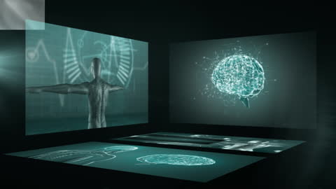 Futuristic Screens with Biological Data Visualization