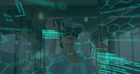 innovative businesswoman interacting with vr data hologram - Download Free Stock Images Pikwizard.com