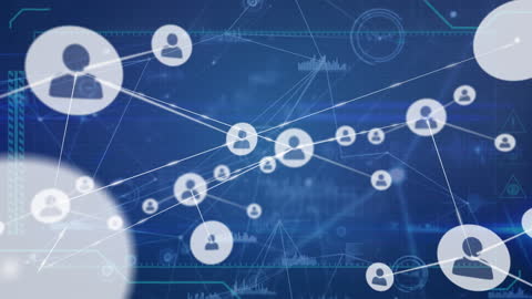 Digital Network Connectivity with Social Icons and Data Graphics