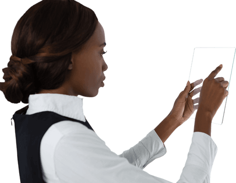 Businesswoman Engaging with Transparent Digital Tablet Interface - Download Free Stock Videos Pikwizard.com