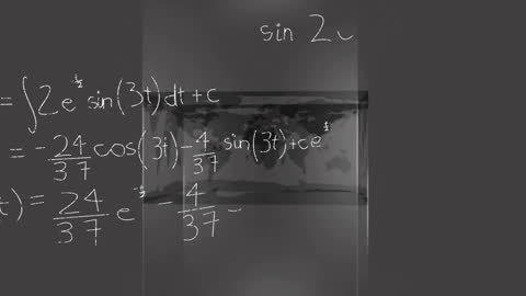 Mathematical Equations Overlay on World Map Animation Concept