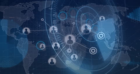 Global Digital Network Connections with User Icons