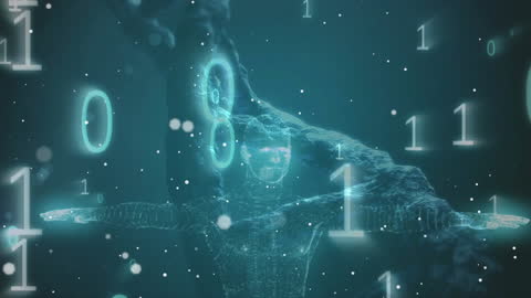 Digital DNA and Binary Code Integration Visualized