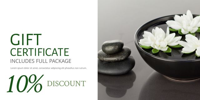 Spa Gift Certificate Template with Discount Offer and Zen Setting - Download Free Stock Templates Pikwizard.com