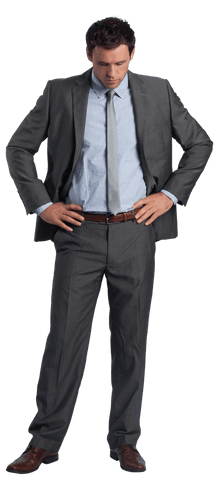 Transparent Serious Businessman Hands on Hips