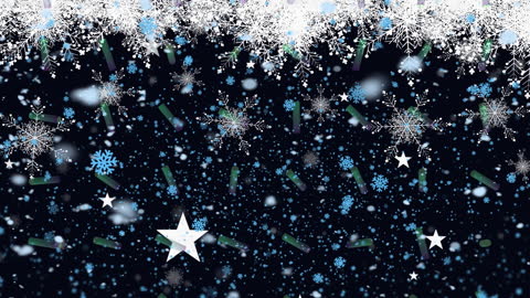 Snowflakes Descending with Scattered Stars in Winter Wonderland