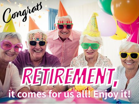 Joyful seniors celebrating fun and lively retirement party