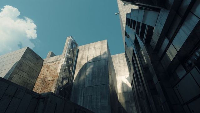 Modern urban architecture with geometric design features