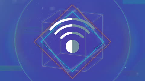 Wi-Fi Signal Glitch Animation with Geometric Background