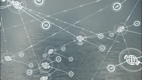 Digital Network Graph on Grey Background