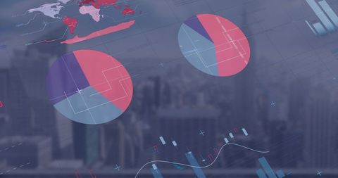 Cityscape Background with Data Analytics Elements Overlay - Download Free Stock Images Pikwizard.com