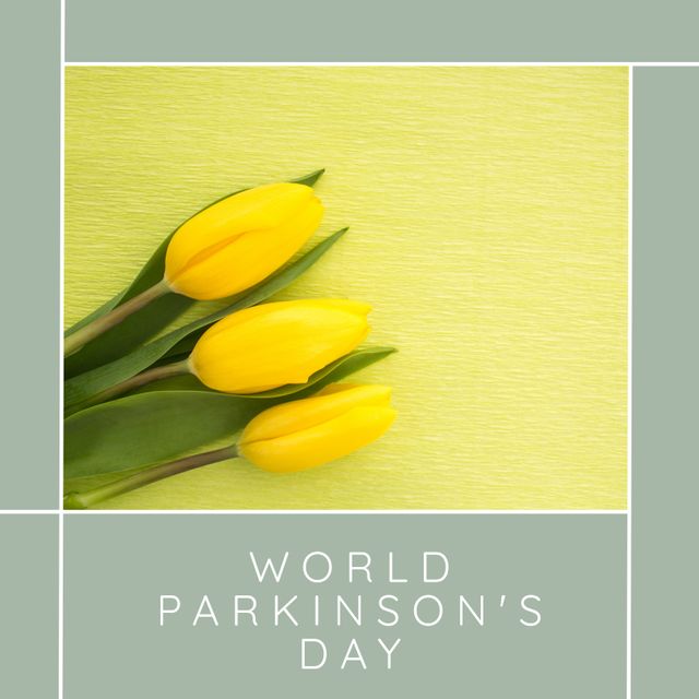 World Parkinson's Day Yellow Tulips with Text for Awareness - Download Free Stock Templates Pikwizard.com