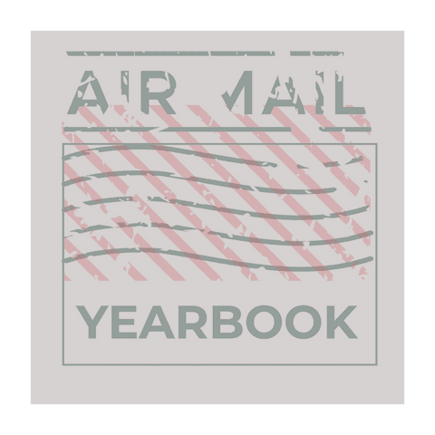 Vintage air mail yearbook stamp seal in transparent design