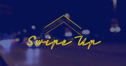 Swipe Up Text Overlay on Cityscape at Night