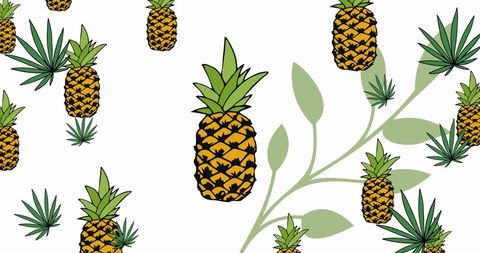 Tropical Pineapples and Leaves Pattern on White Background - Download Free Stock Images Pikwizard.com