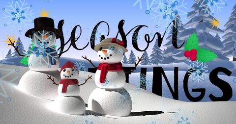 Charming Snowmen in Festive Winter Landscape