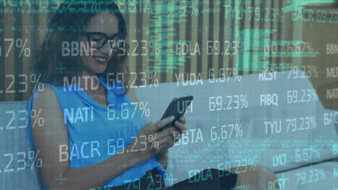 Businesswoman Checking Stock Market Data on Smartphone