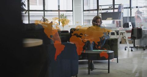 Professional Choosing Modern Digital Data in Creative Office Lounge