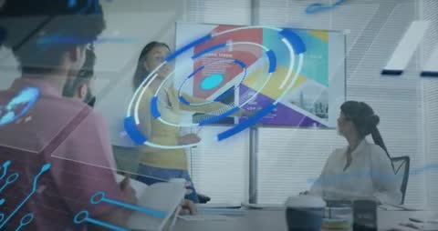 Futuristic Business Presentation with Holographic Technology