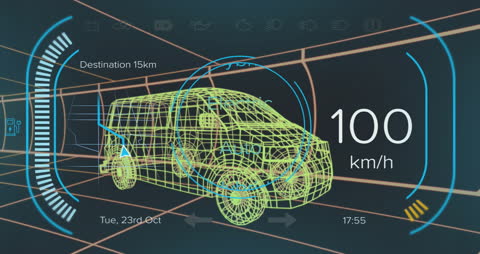Futuristic Car Dashboard Display with Digital Interface