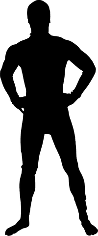 Confident man silhouette with hands on waist transparent illustration