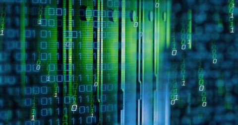 Falling Binary Code Over Data Servers in a Digital Network Room - Download Free Stock Images Pikwizard.com