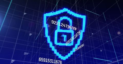 Digital Security Concept with Lock Shield on Abstract Grid - Download Free Stock Images Pikwizard.com