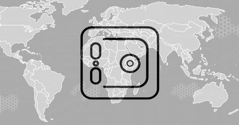 Financial Icons Overlaying World Map Highlight Global Business