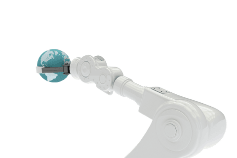 Robotic Arm Holding Globe Transparent International Technology Concept - Download Free Stock Videos Pikwizard.com