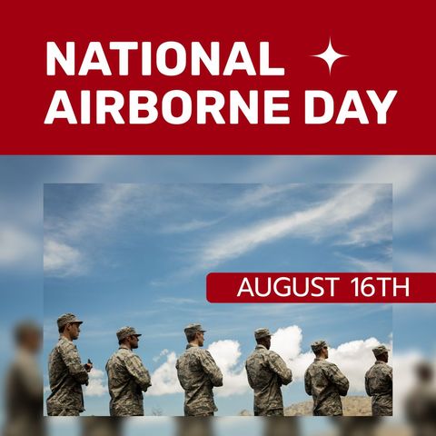 celebrating national airborne day with soldiers under clear skies - Download Free Stock Templates Pikwizard.com