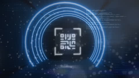 Futuristic QR Code and Digital Security Lock Interface